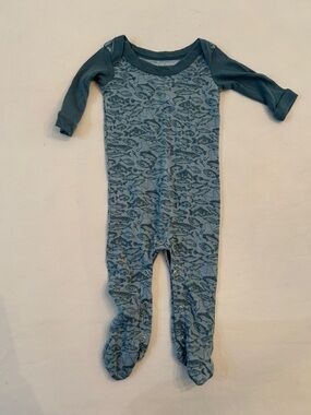 Jane Marie Blue Fish-Print Footed One-Piece